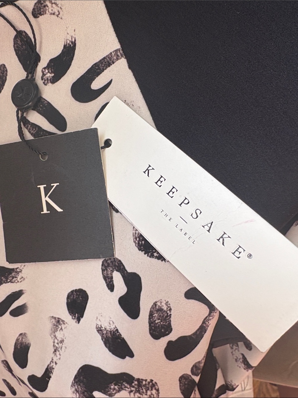 KEEPSAKE the Label Blush Leopard Print Shift Dress with Black Sleeves - Picture 8 of 9